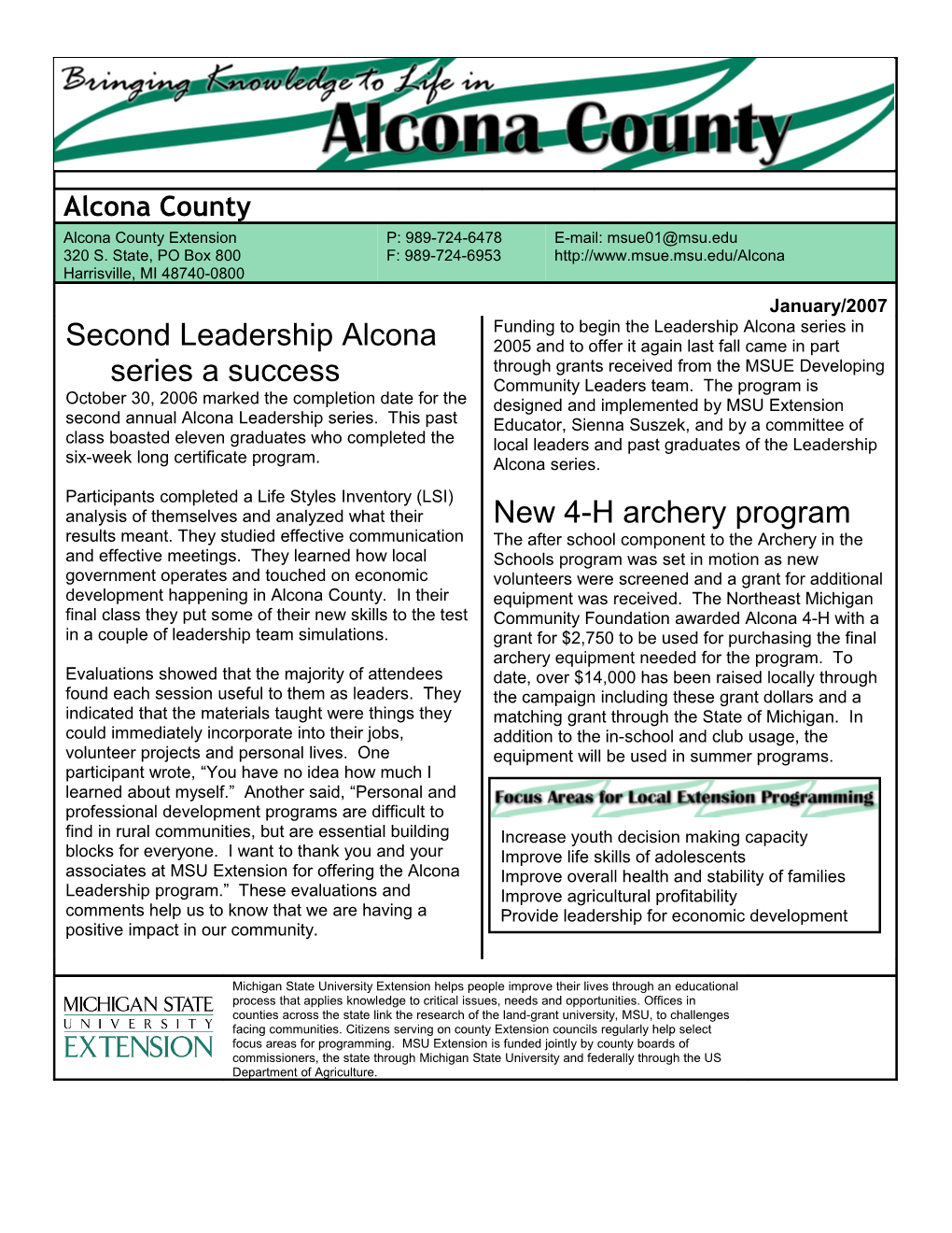 Second Leadership Alcona Series a Success