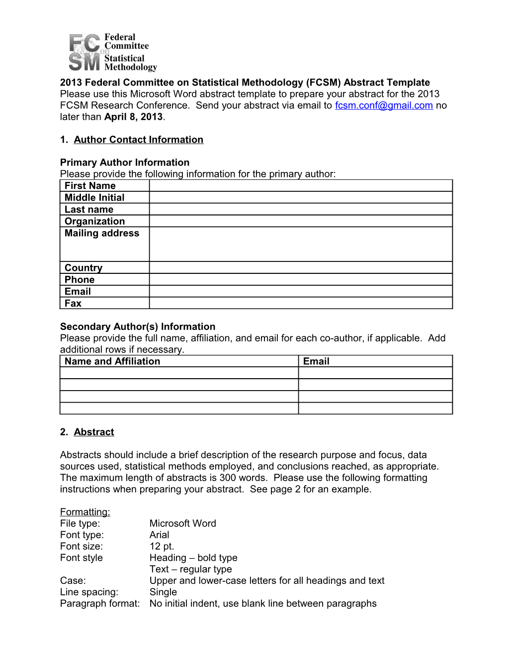 2012 FCSM Abstract Template