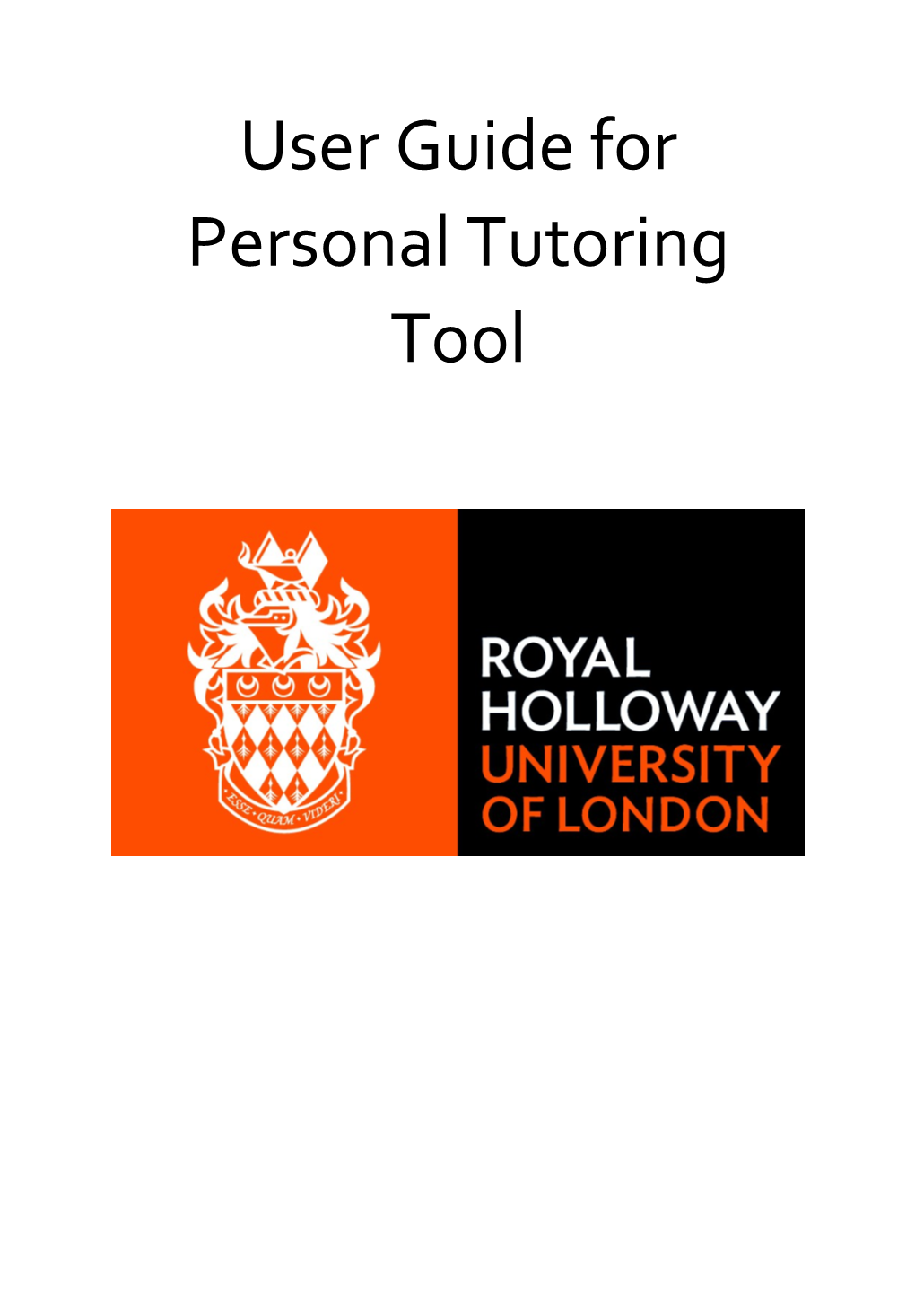 User Guide for Personal Tutoring Tool