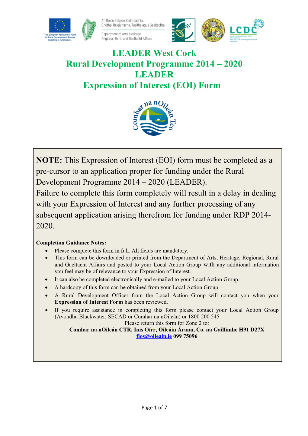 Expression of Interest (EOI) Form