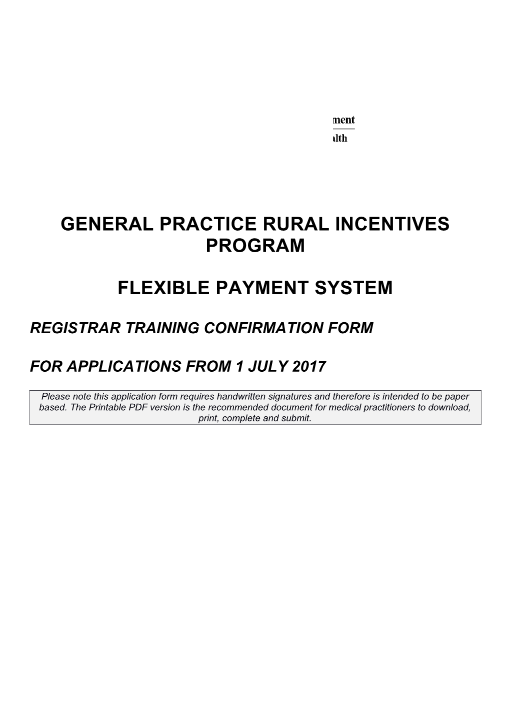 General Practice Rural Incentives Program