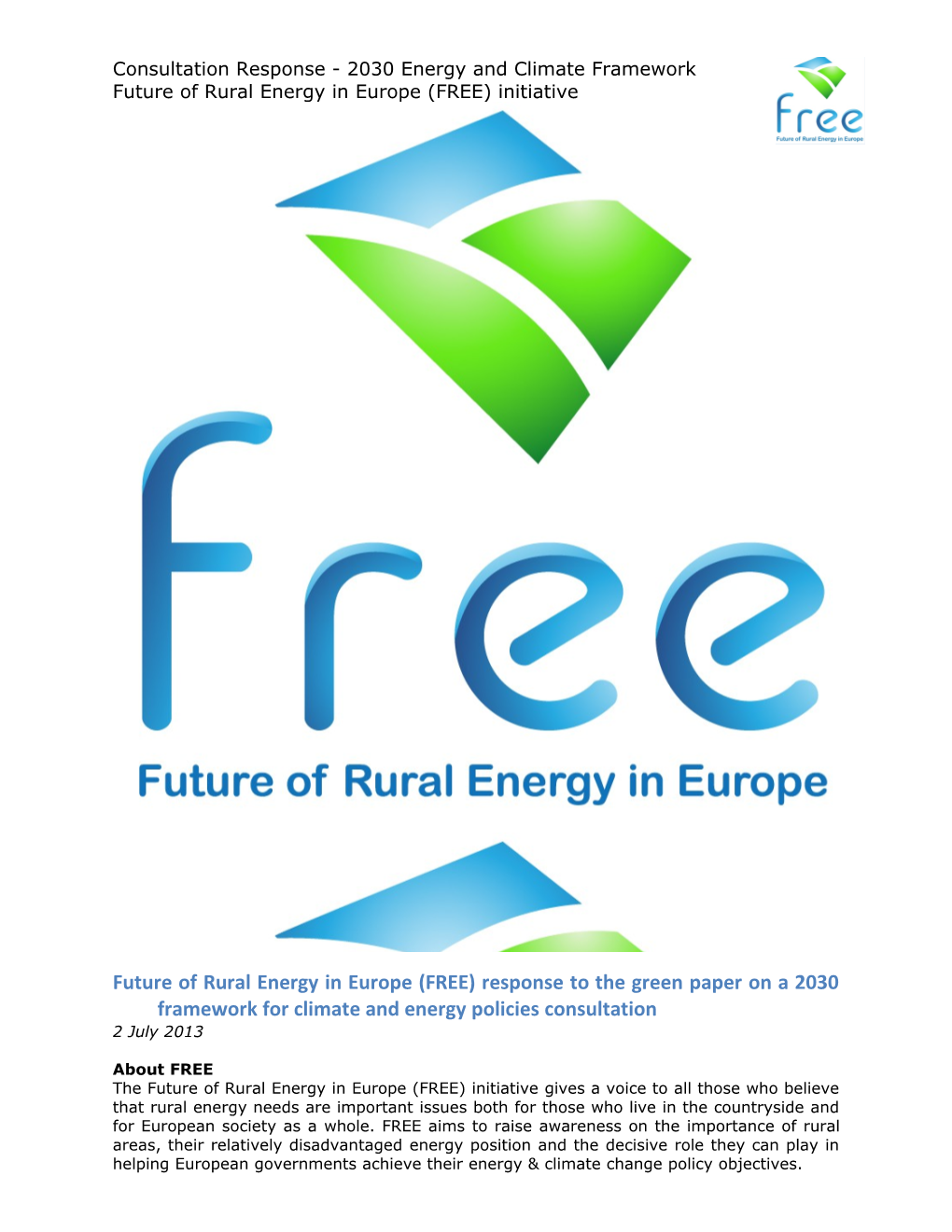 Future of Rural Energy in Europe (FREE) Initiative