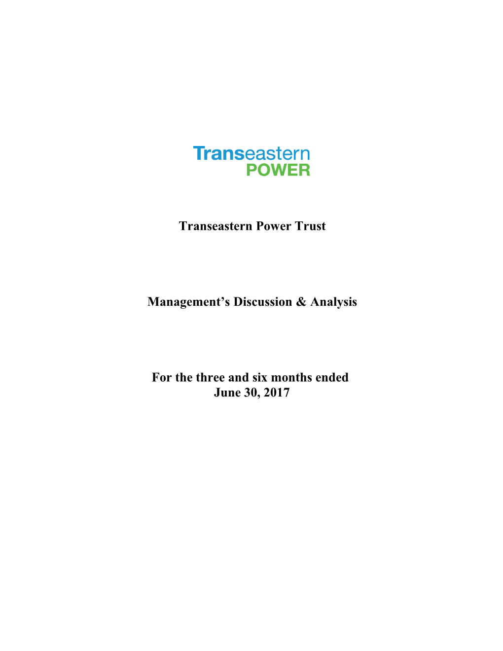 Transeastern Power Trust