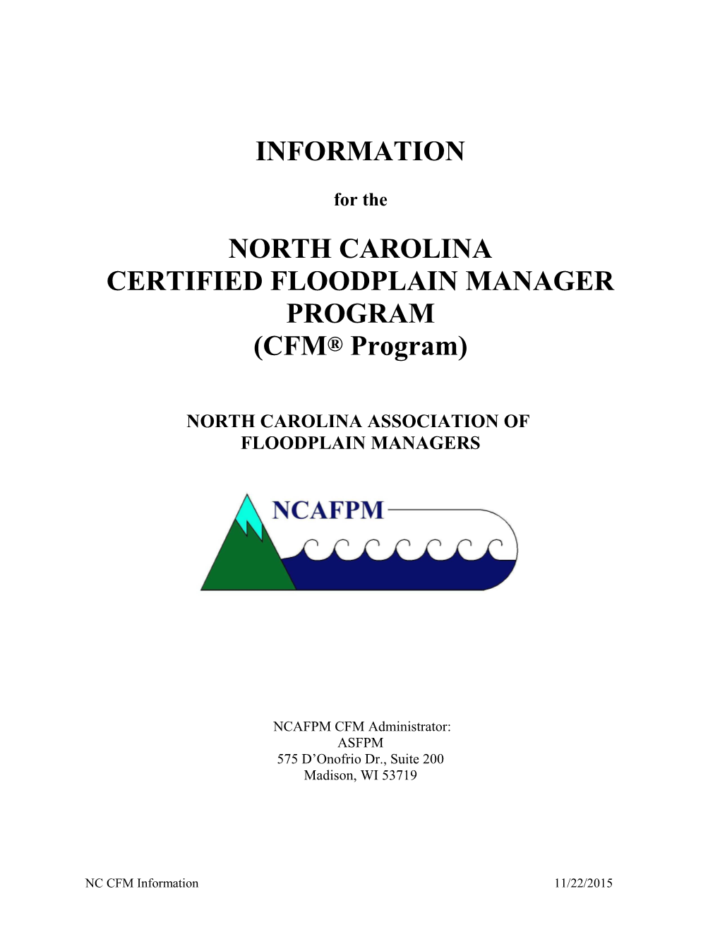 North Carolina Certified Floodplain Manager Program