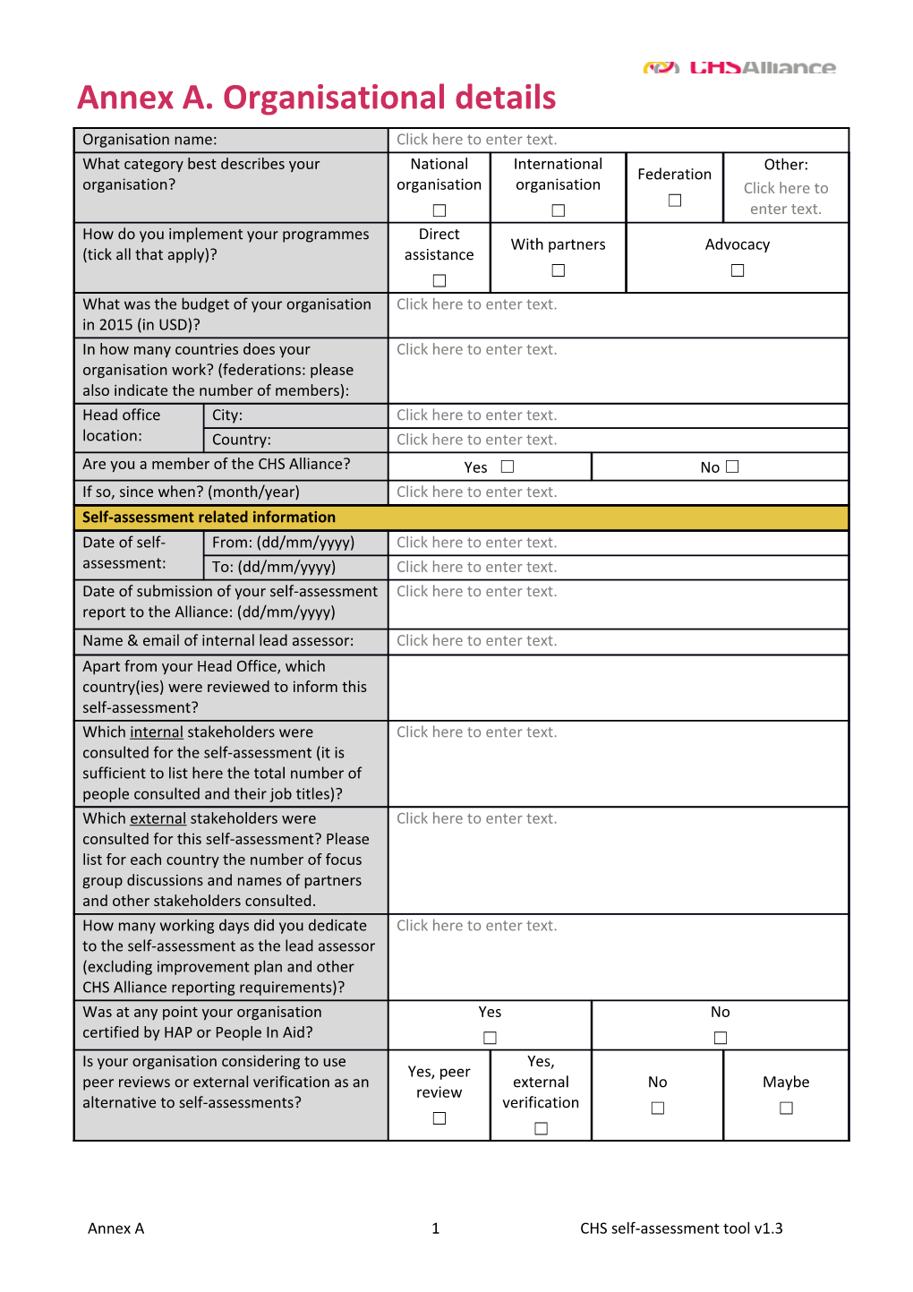 Annex A. Organisational Details