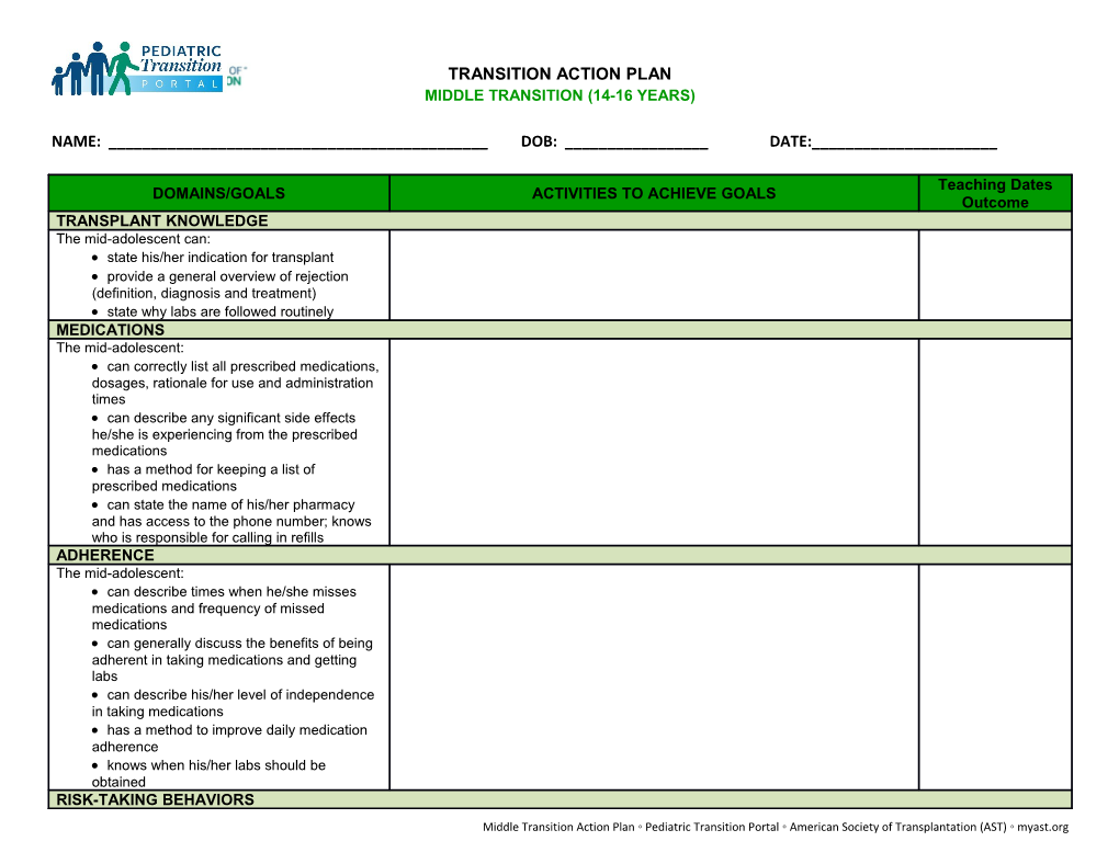 Transition Action Plan