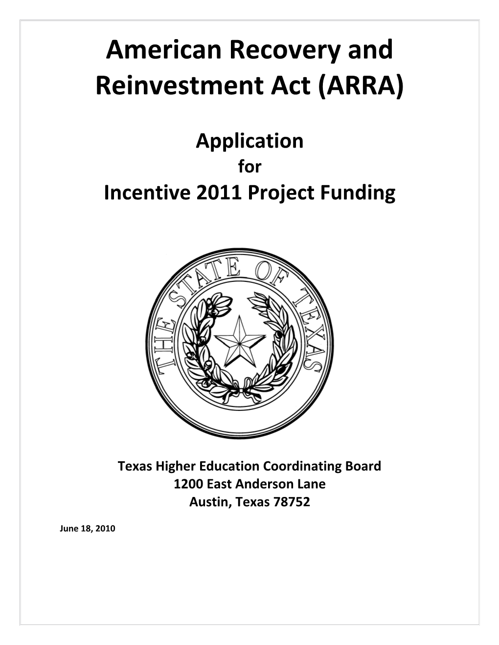 Application/Review Checklist for Texas Capital Fund