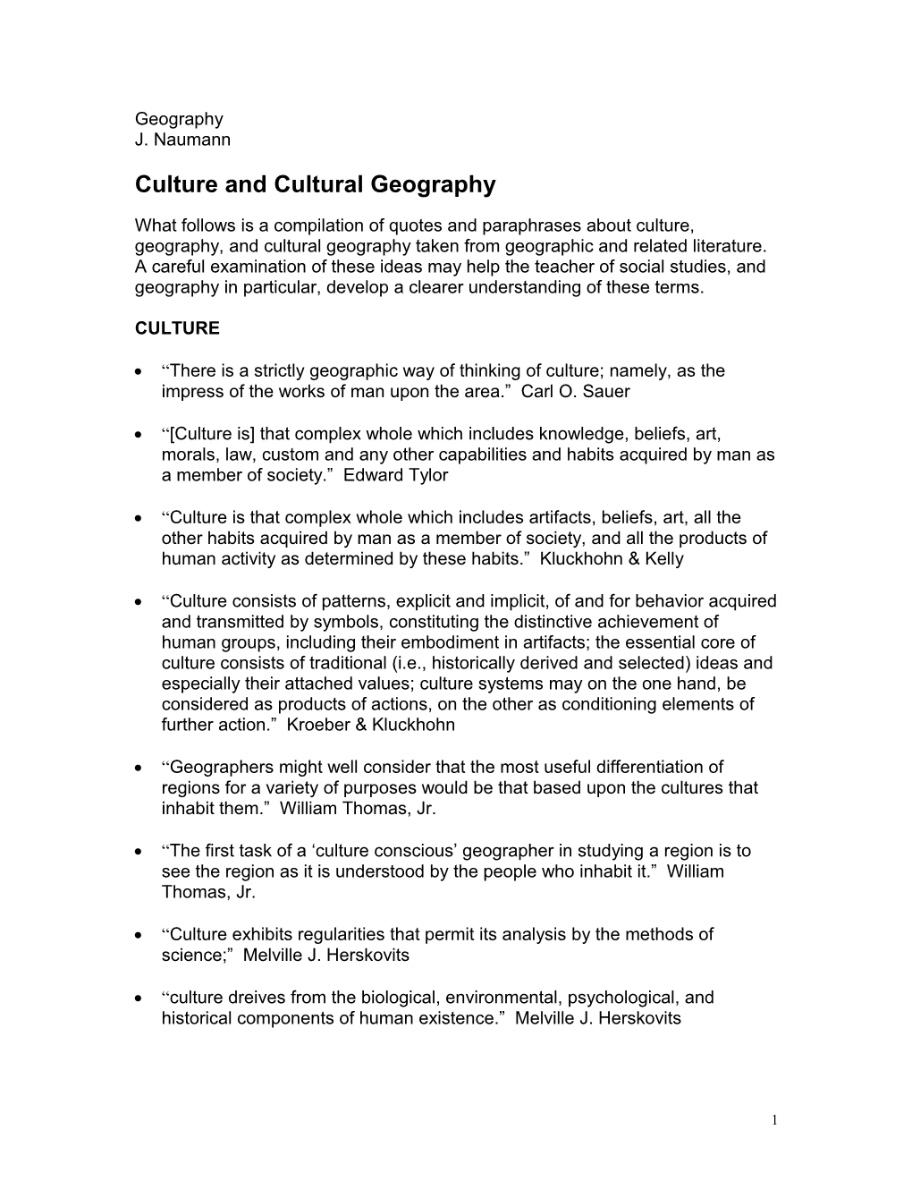 Culture and Cultural Geography