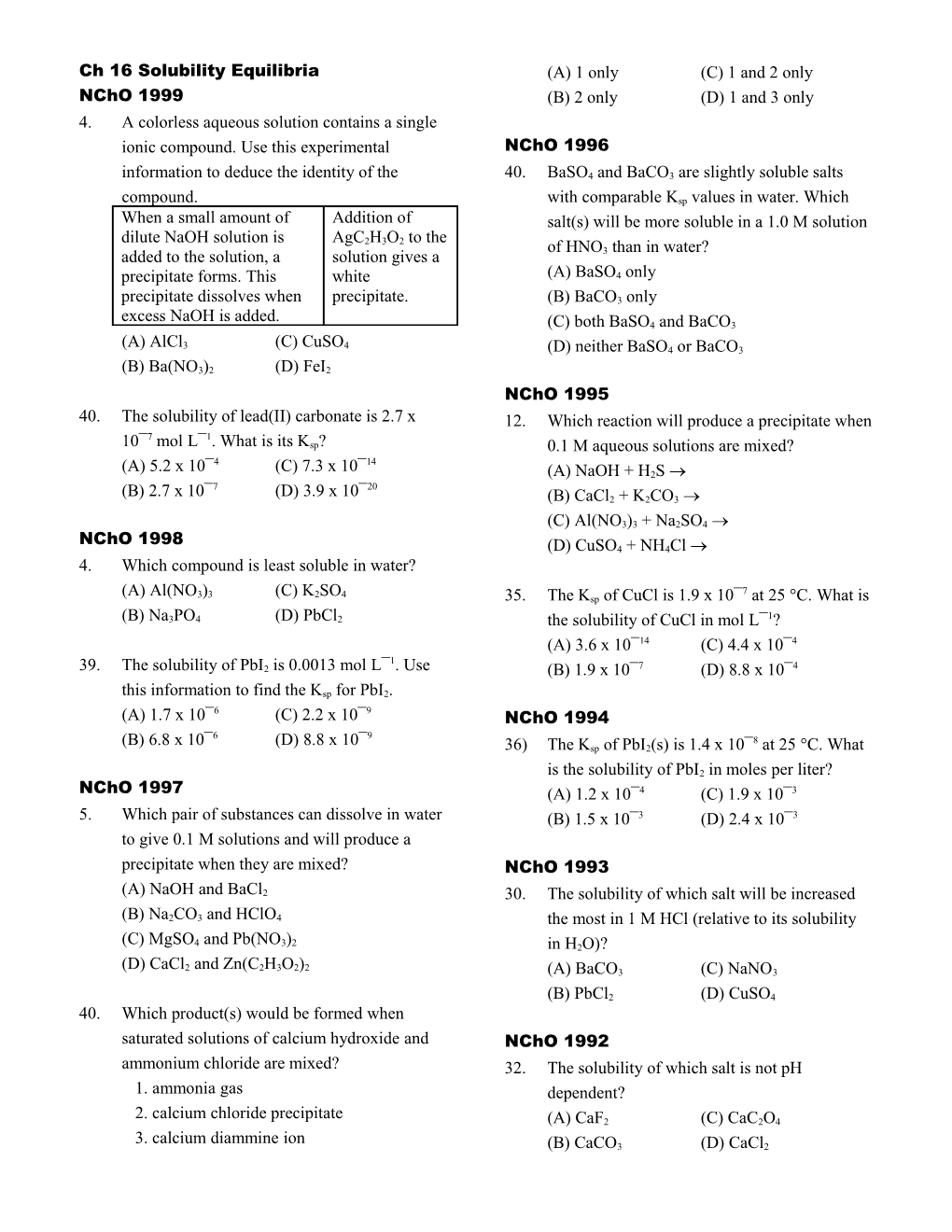 Ch 19 Precipitation Reactions