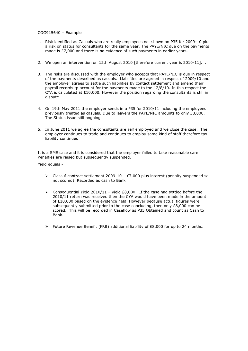 1. Risk Identified As Casuals Who Are Really Employees Not Shown on P35 for 2009-10 Plus