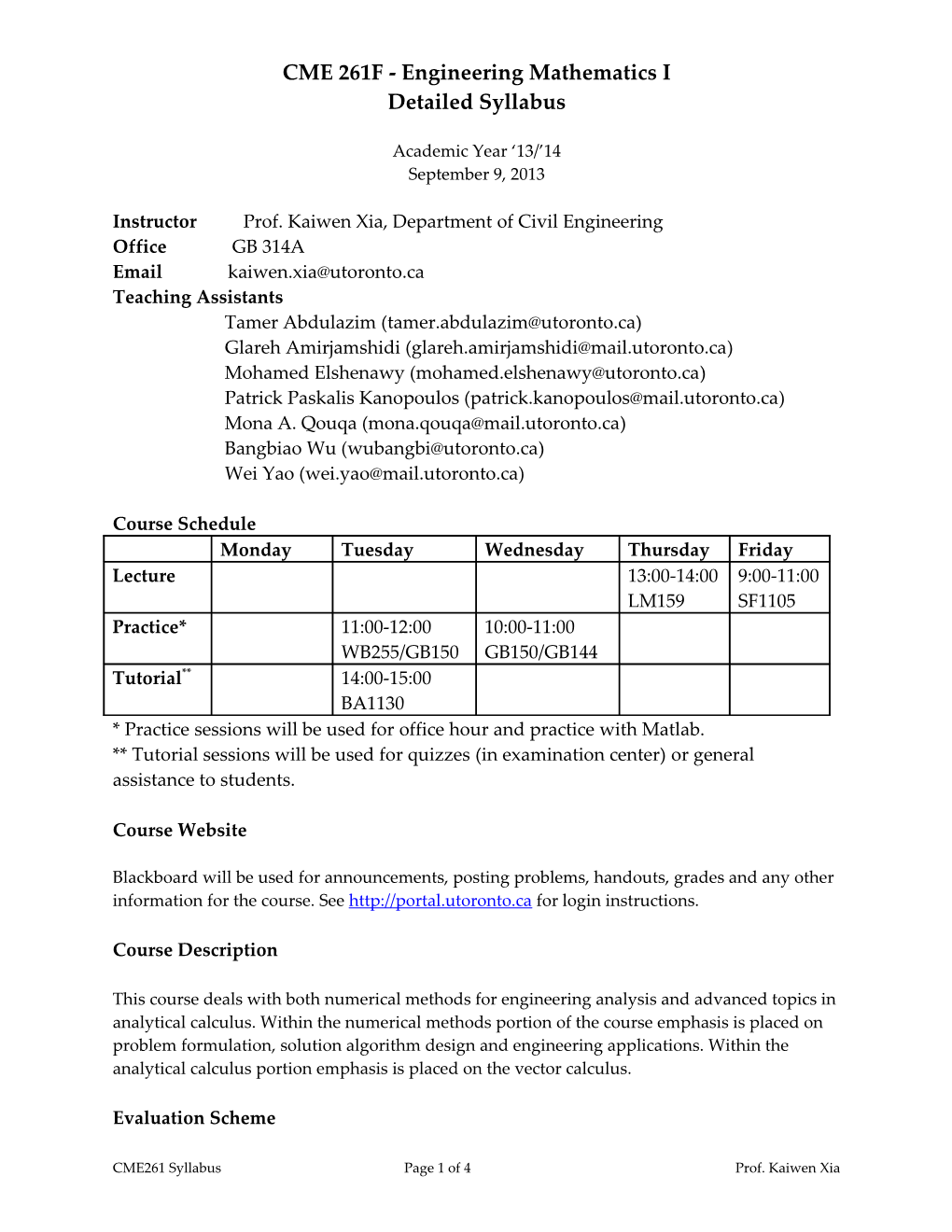 CME 261F - Engineering Mathematics I