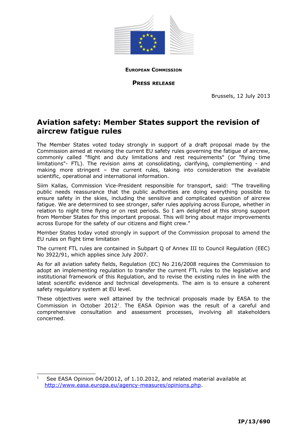 Aviation Safety: Member States Support the Revision of Aircrew Fatigue Rules