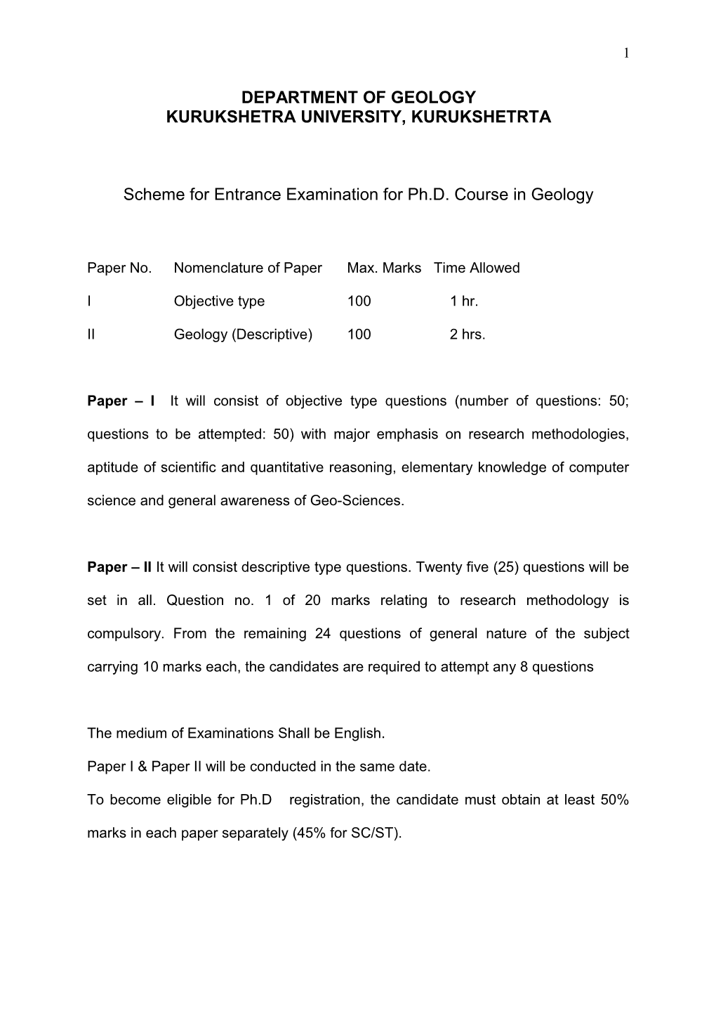 Departemnt of Geology