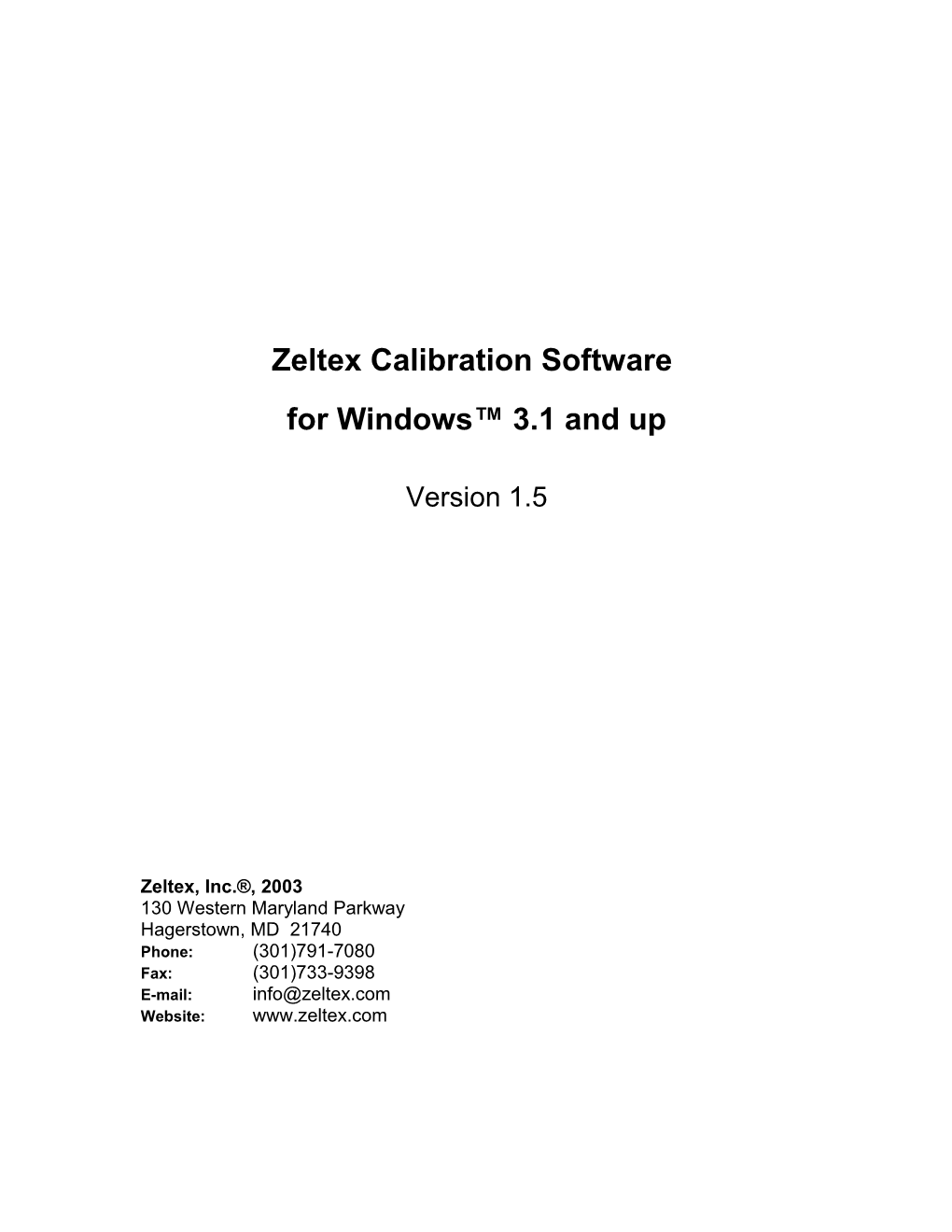Zeltex Calibration Software for Windows