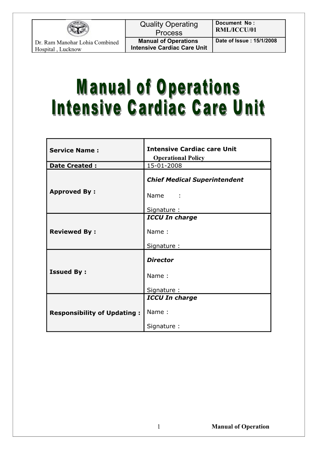 Nurses Monitoring Chart