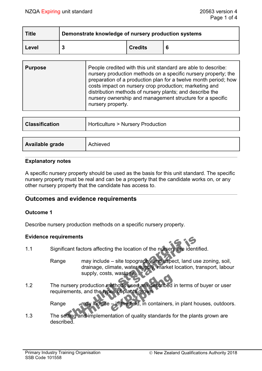 20563 Demonstrate Knowledge of Nursery Production Systems