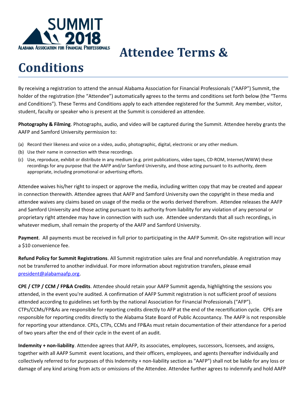 Attendee Terms & Conditions