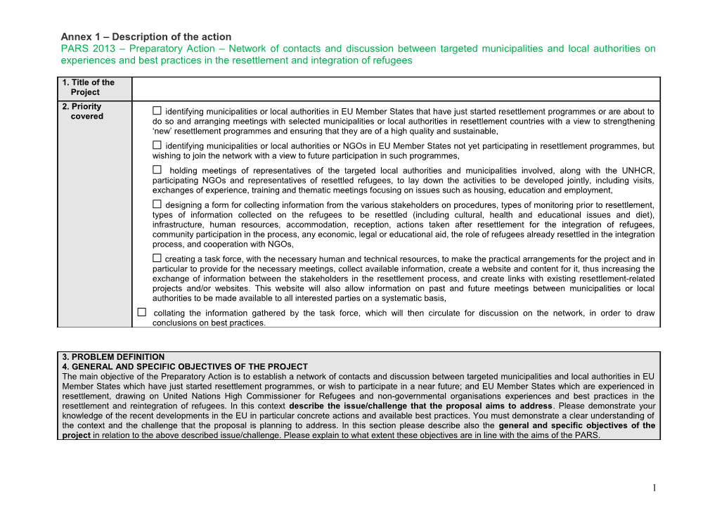 Annex 1 Description of the Action