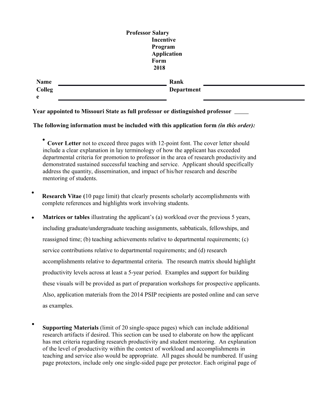 University and College Award Application Form