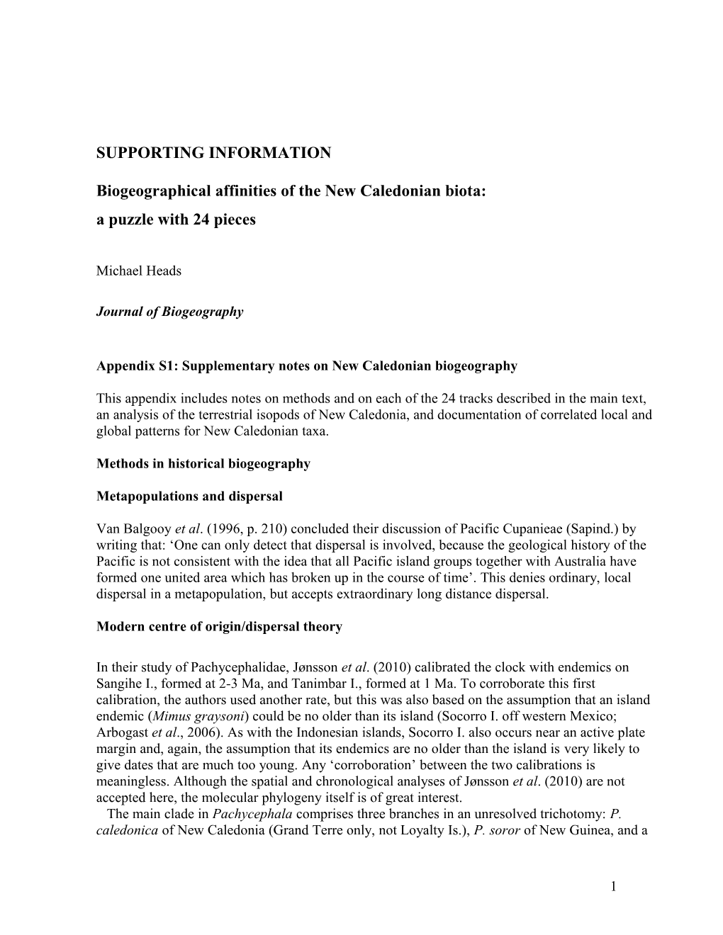 Biogeographical Affinities of the New Caledonian Biota