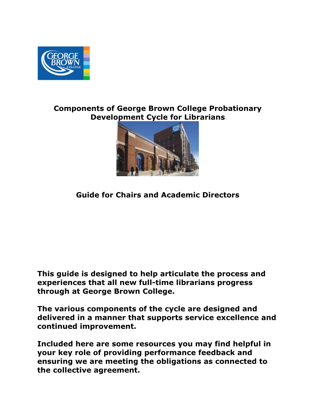 Components of George Brown College Probationary Development Cycle for Librarians