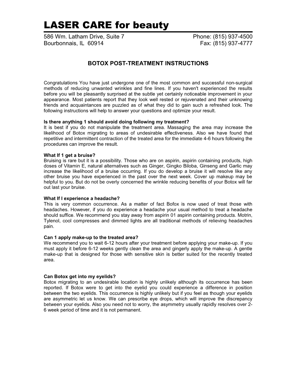 Botox Post-Treatment Instructions s2