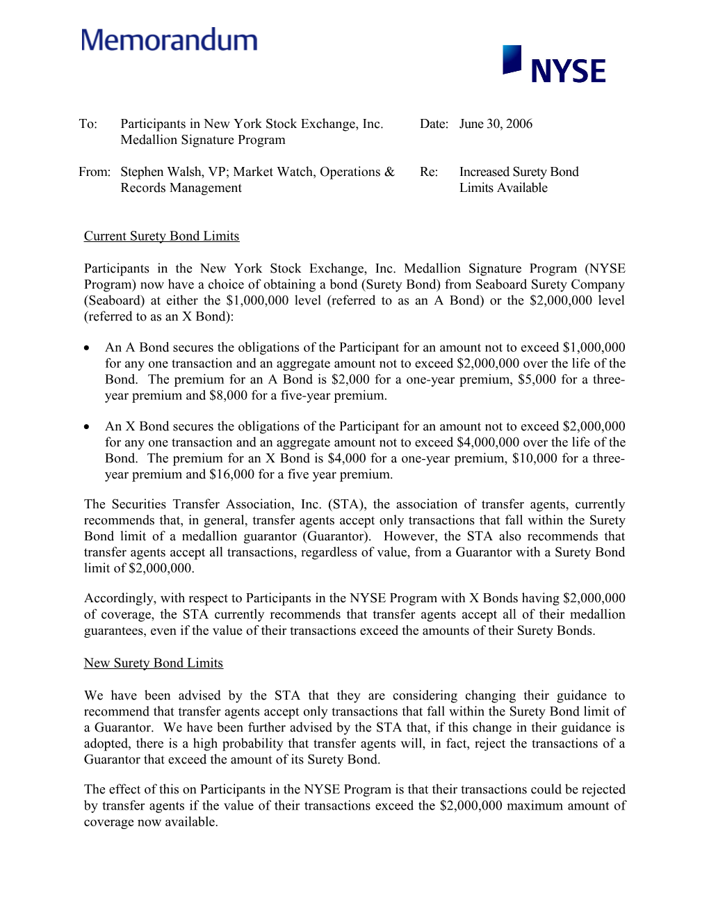 Current Surety Bond Limits