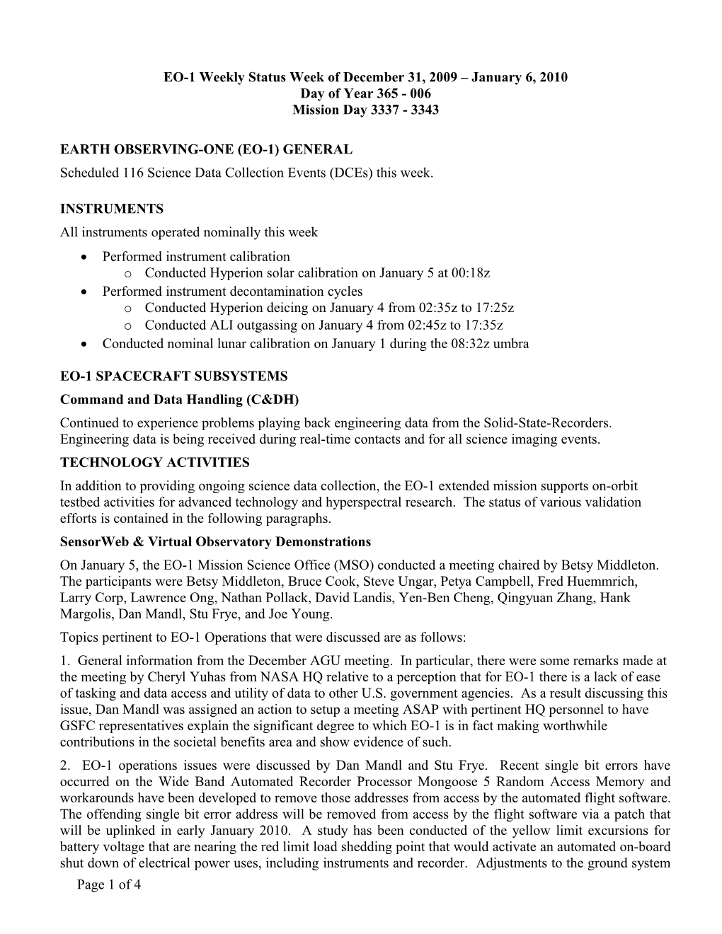 EO-1 Status Week of Jan 20-26, 2001 s9