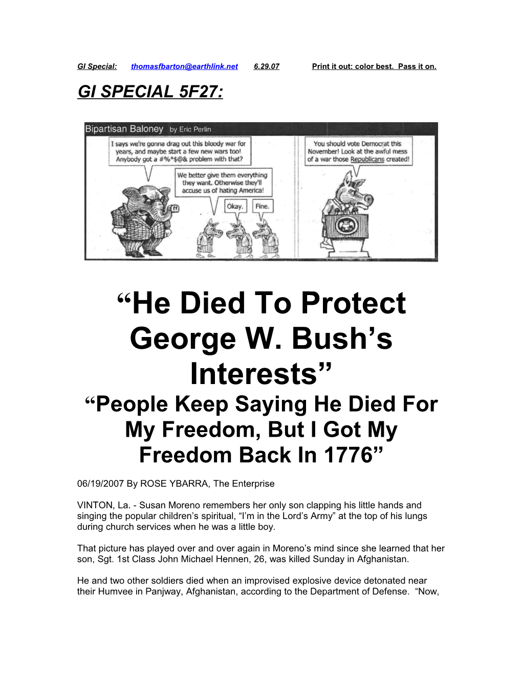 He Died to Protect George W. Bush S Interests