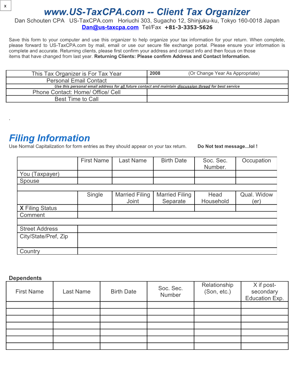 Client Tax Organizer