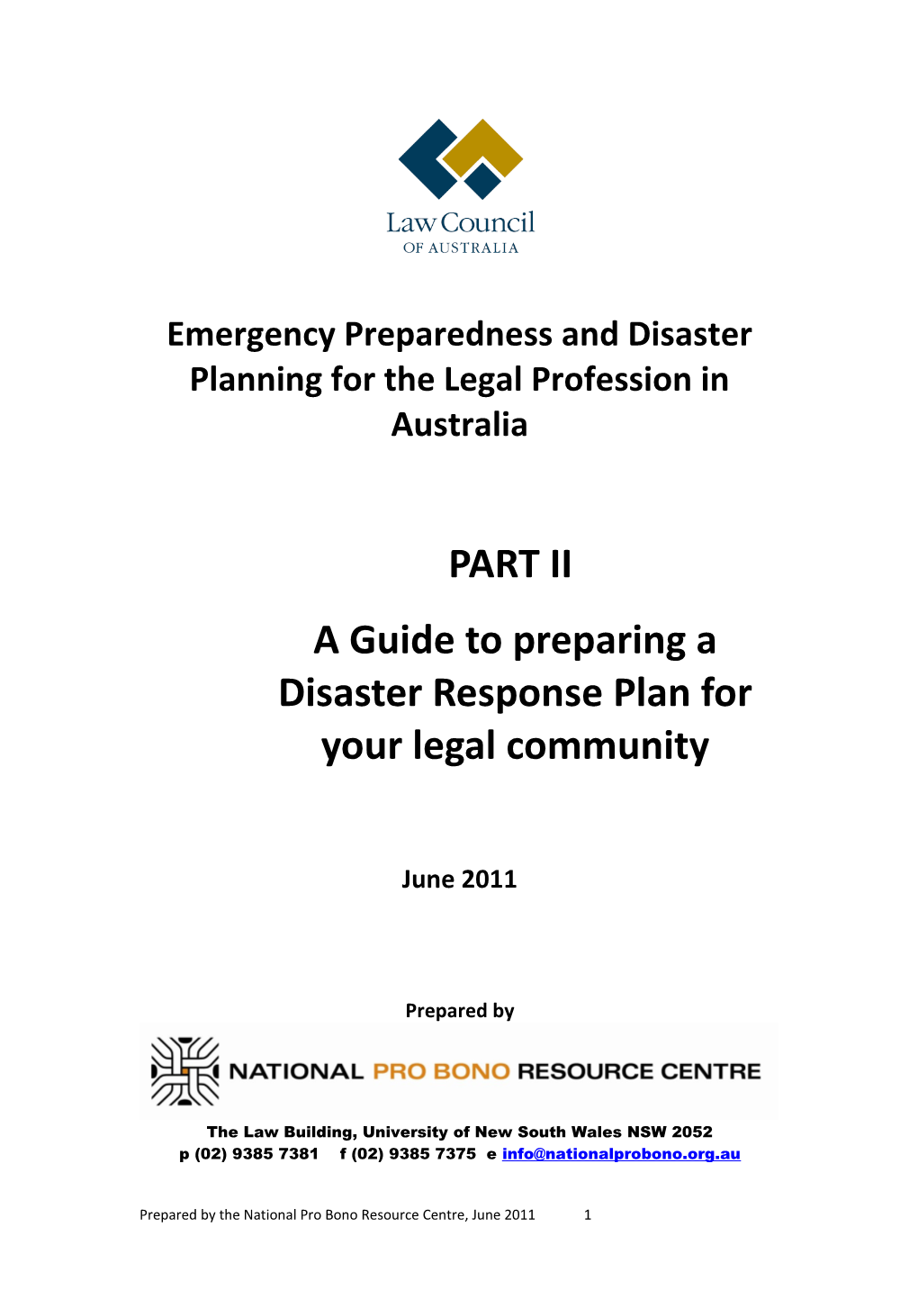 Emergency Preparedness and Disaster Planning for the Legal Profession