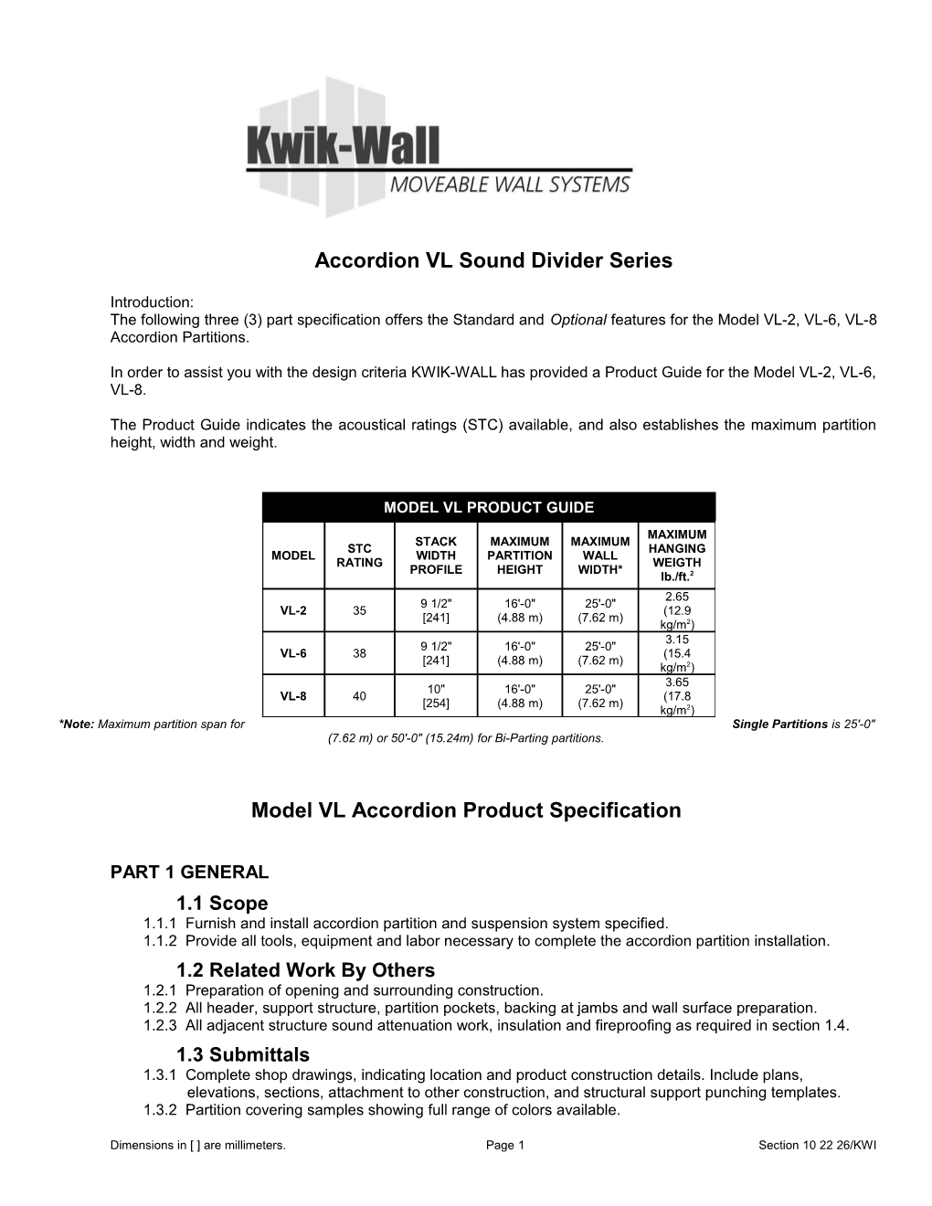 Part 1 General Specifications