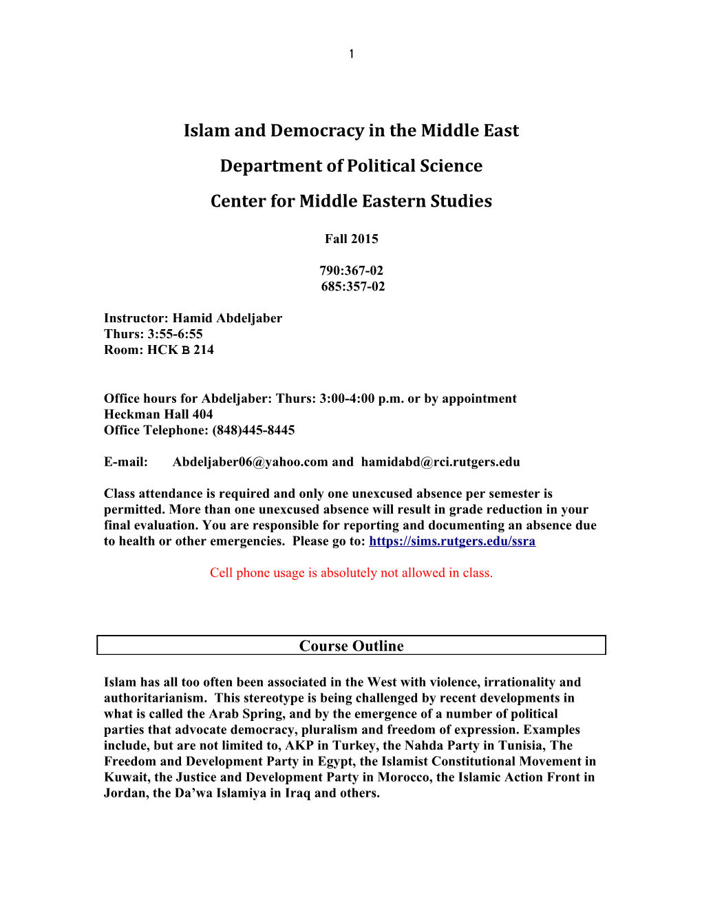 Islam and Democracy in the Middle East