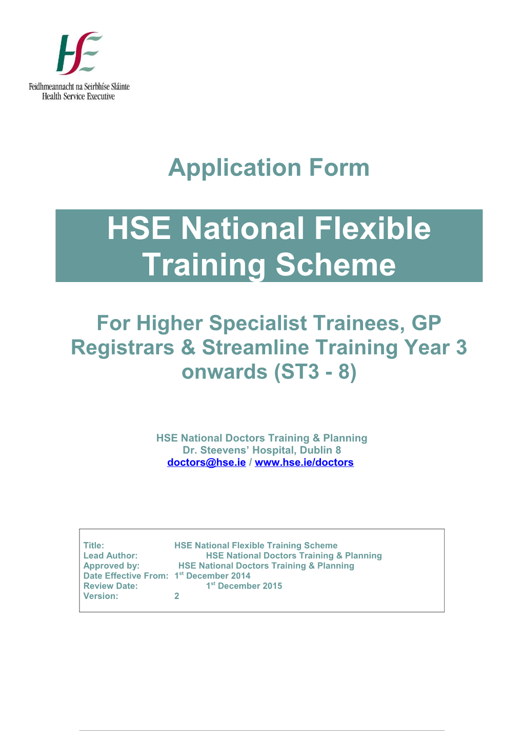 HSE National Flexible Training Scheme