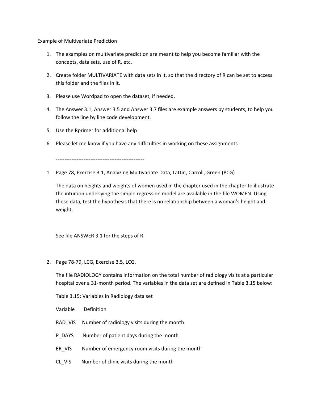 Example of Multivariate Prediction