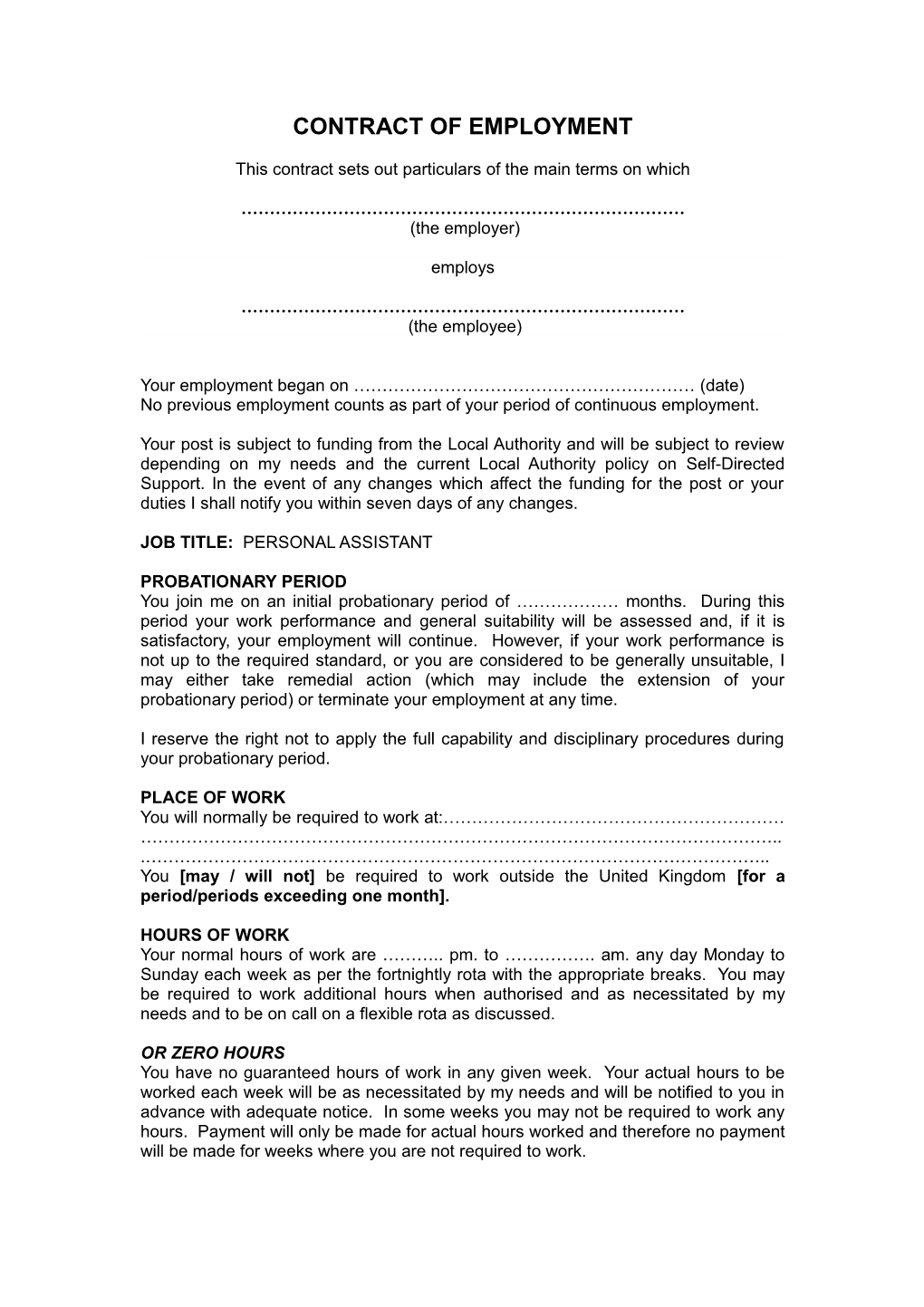 Contract of Employment s2