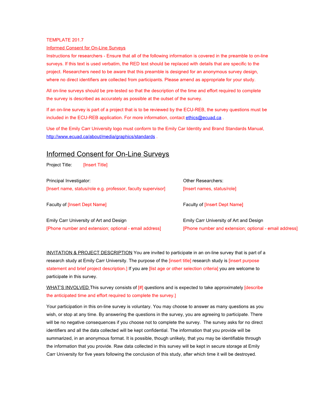 Informed Consent for On-Line Surveys