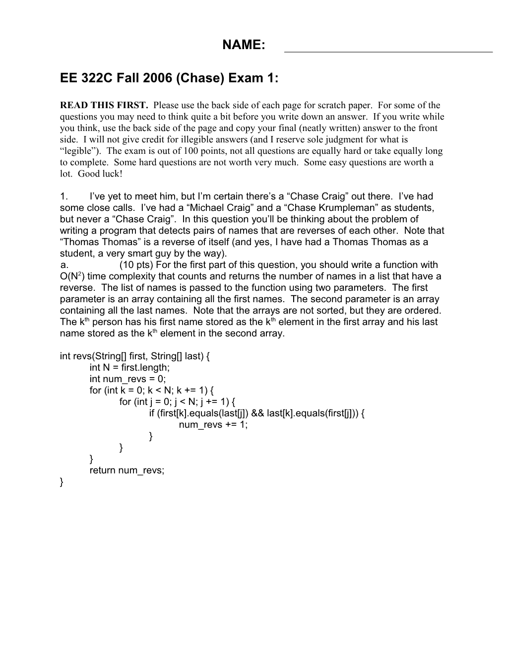 EE 322C Fall 2004 (Chase) Exam 1
