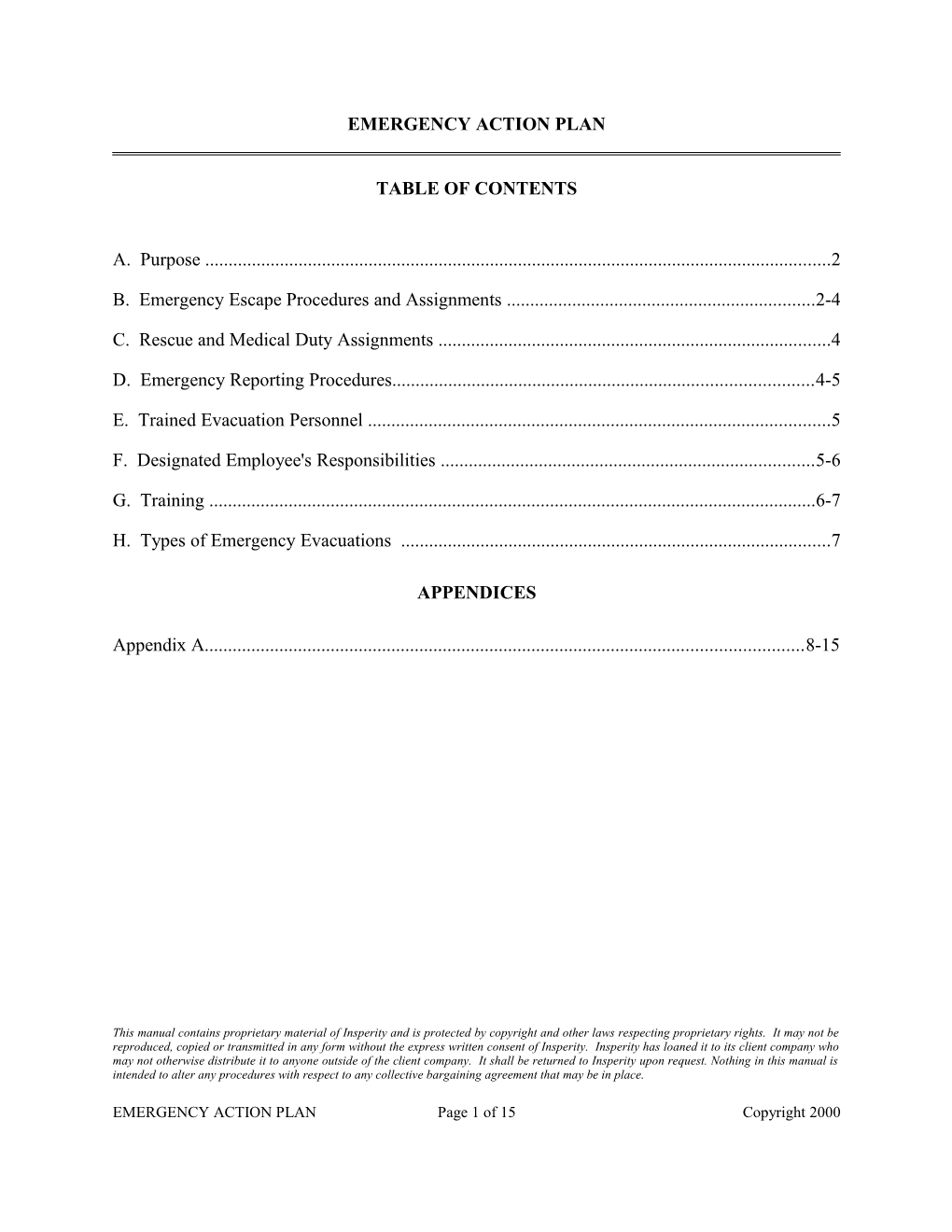 B. Emergency Escape Procedures and Assignments 2-4