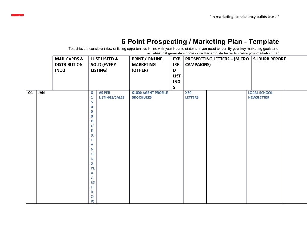 6 Point Prospecting / Marketing Plan - Template