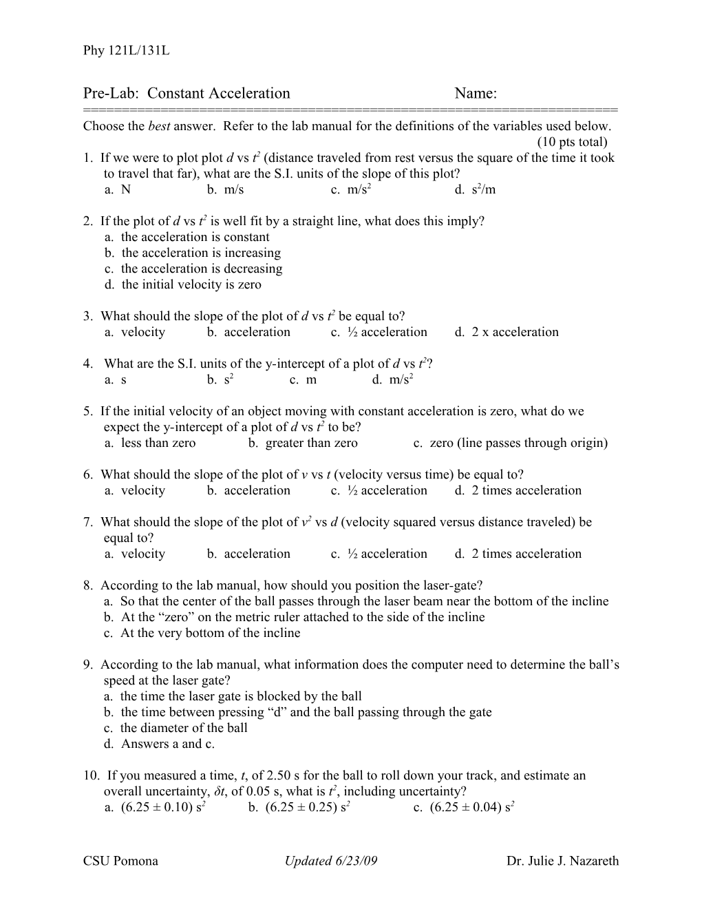 Pre-Lab: Electric Fields