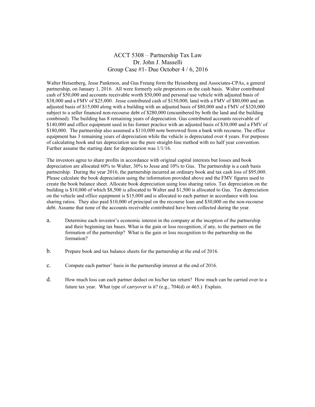 ACCT 5308 Partnership Tax Law