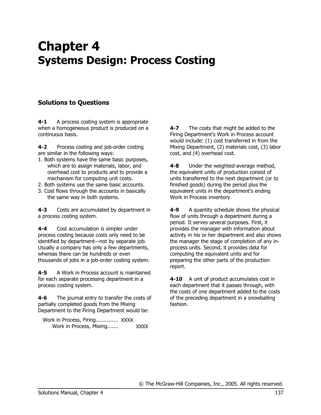 Systems Design: Process Costing