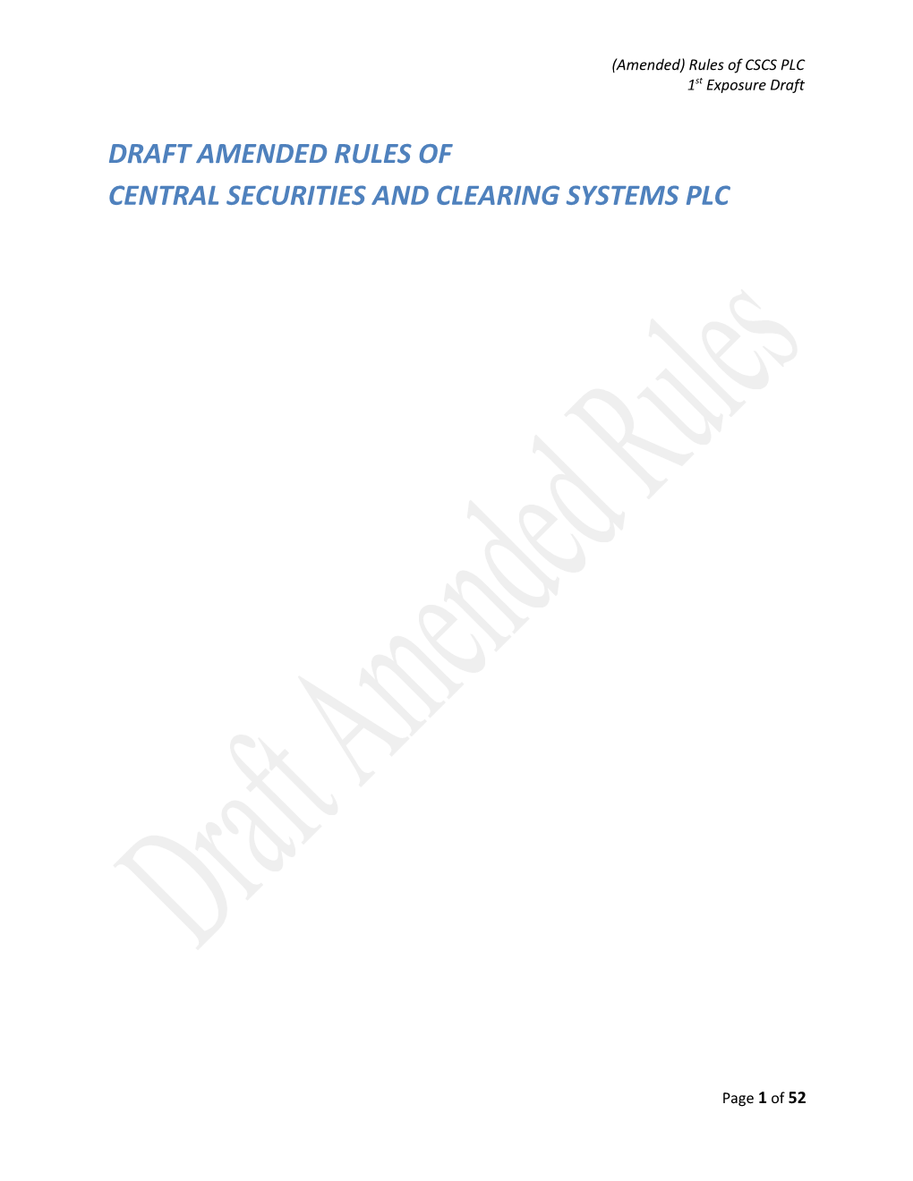Central Securities and Clearing Systems Plc
