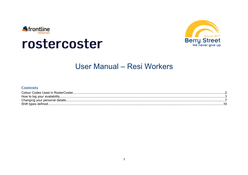 User Manual Resi Workers