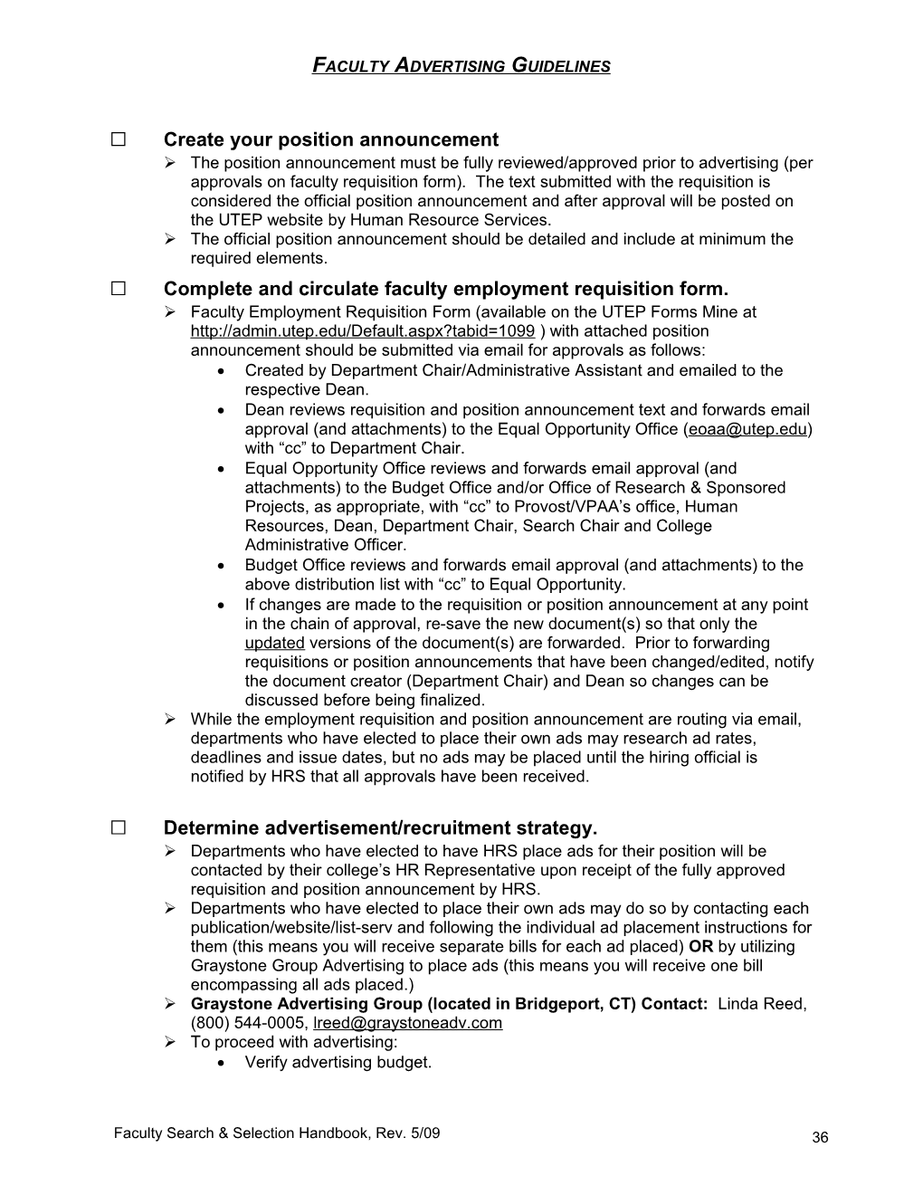 Faculty Advertising Checklist