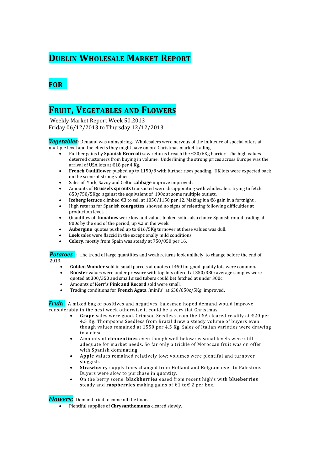 Dublin Wholesale Market Report s1