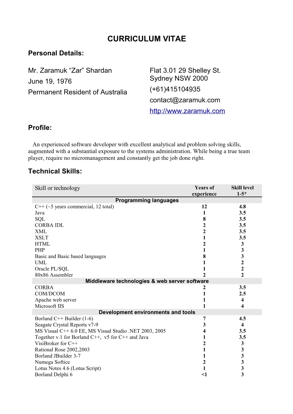 Curriculum Vitae s76