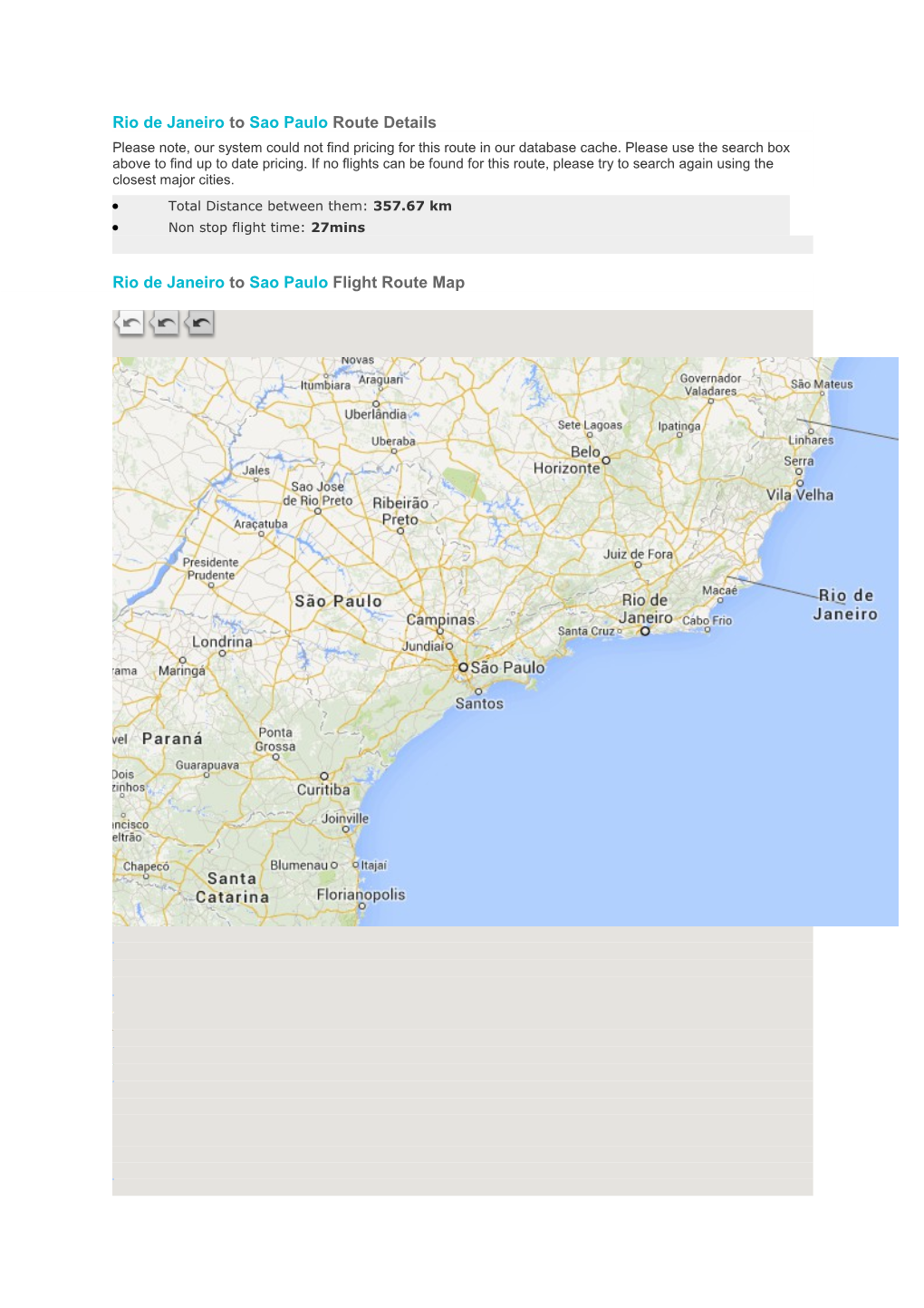 Rio De Janeiro to Sao Paulo Route Details