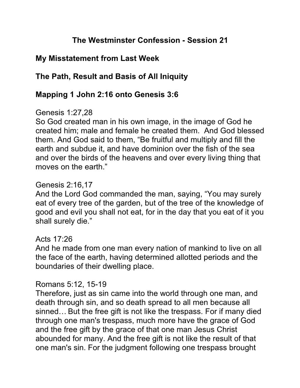 The Westminster Confession - Week 1